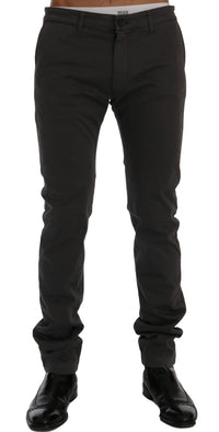 Thumbnail for Elegant Slim-Fit Gray Cotton Trousers