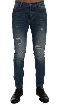 Thumbnail for Blue Wash Torn Dunfermile Slim Fit Jeans