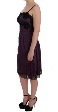 Thumbnail for Elegant Purple Silk Lace Shift Dress