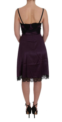 Thumbnail for Elegant Purple Silk Lace Shift Dress