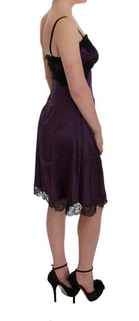 Thumbnail for Elegant Purple Silk Lace Shift Dress