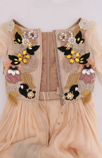 Thumbnail for Elegant Floral Embroidered Silk Maxi Dress