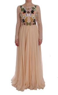 Thumbnail for Elegant Floral Embroidered Silk Maxi Dress