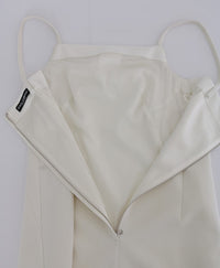 Thumbnail for Elegant White Wool Shift Dress with Gold Brooch