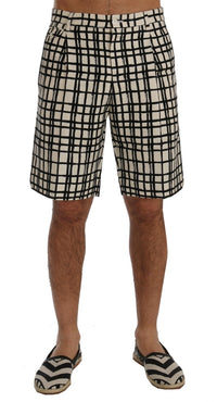 Thumbnail for Elegant Striped Cotton-Linen Shorts