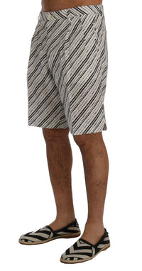 Thumbnail for Elegant Striped Cotton-Linen Shorts