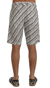 Thumbnail for Elegant Striped Cotton-Linen Shorts