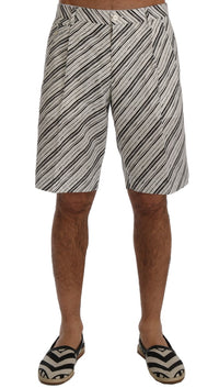 Thumbnail for Elegant Striped Cotton-Linen Shorts