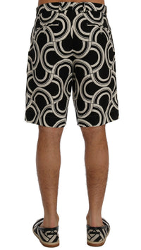 Thumbnail for Chic Black & White Patterned Linen Shorts