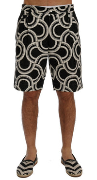 Thumbnail for Chic Black & White Patterned Linen Shorts