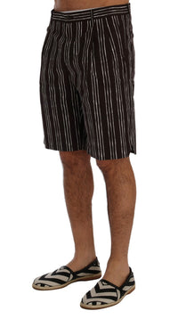 Thumbnail for Bordeaux Striped Cotton Knee High Shorts