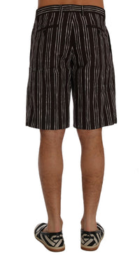 Thumbnail for Bordeaux Striped Cotton Knee High Shorts