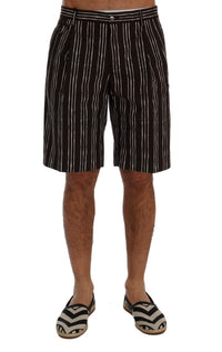 Thumbnail for Bordeaux Striped Cotton Knee High Shorts