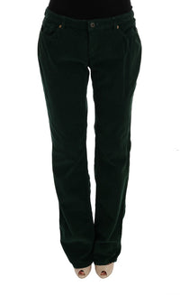 Thumbnail for Elegant Green Cotton Blend Trousers