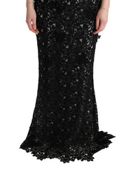 Thumbnail for Elegant Black Maxi Shift Dress with Floral Applique