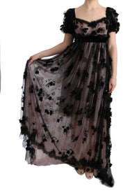 Thumbnail for Elegant Floral Applique Full Length Dress