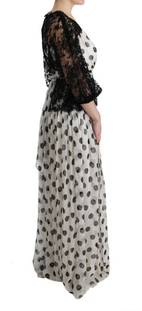 Thumbnail for Elegant Polka Dotted Full Length Gown
