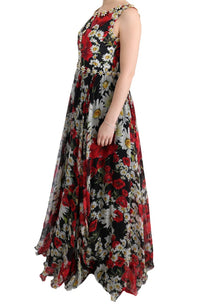 Thumbnail for Floral Maxi Gown with Sunflower Print and Crystals