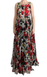 Thumbnail for Floral Maxi Gown with Sunflower Print and Crystals