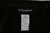 Thumbnail for Elegant Gray Striped Wool Formal Trousers