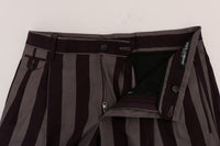 Thumbnail for Gray Purple Striped Cotton Shorts