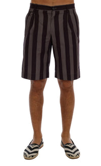 Thumbnail for Gray Purple Striped Cotton Shorts