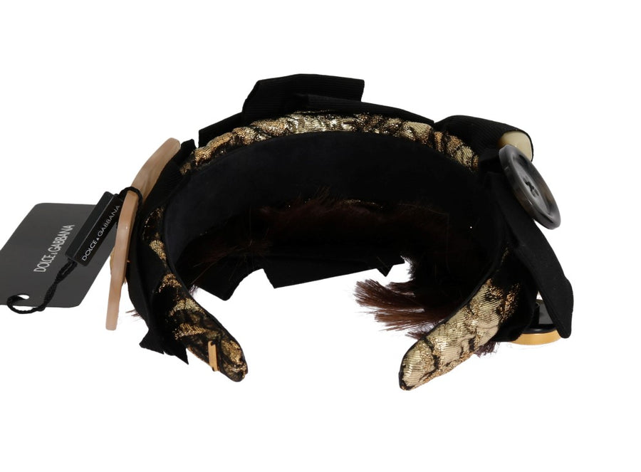 Crystal-Embellished Gold Brown Diadem Headband