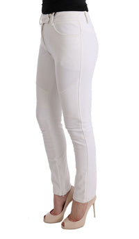 Thumbnail for Chic White Slim Fit Cotton Trousers