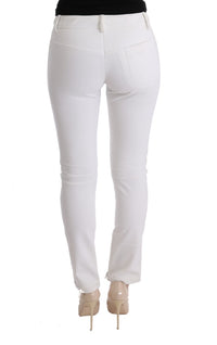 Thumbnail for Chic White Slim Fit Cotton Trousers