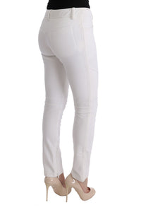 Thumbnail for Chic White Slim Fit Cotton Trousers