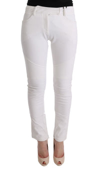 Thumbnail for Chic White Slim Fit Cotton Trousers