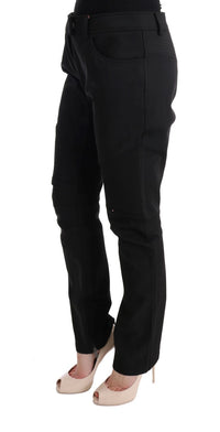 Thumbnail for Sleek Black Cotton Slim Fit Pants