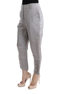 Thumbnail for Chic Gray Cropped Silk Pants