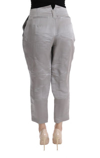 Thumbnail for Chic Gray Cropped Silk Pants