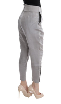 Thumbnail for Chic Gray Cropped Silk Pants