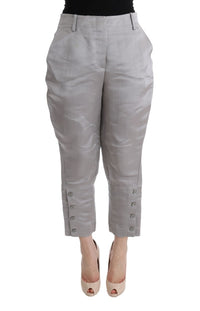 Thumbnail for Chic Gray Cropped Silk Pants