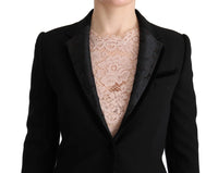 Thumbnail for Elegant Black Jacquard Slim Fit Blazer