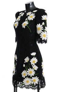 Thumbnail for Black Floral Lace Chamomile Embroidered Dress