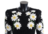 Thumbnail for Black Floral Lace Chamomile Embroidered Dress