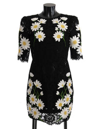 Thumbnail for Black Floral Lace Chamomile Embroidered Dress