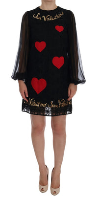 Thumbnail for Black Lace Sequined Shift Dress