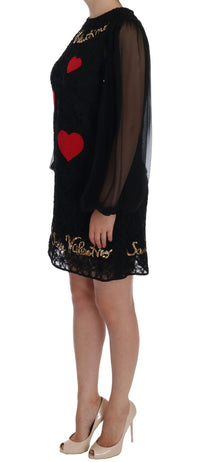 Thumbnail for Black Lace Sequined Shift Dress