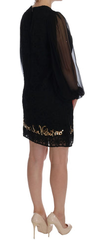 Thumbnail for Black Lace Sequined Shift Dress
