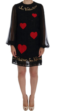 Thumbnail for Black Lace Sequined Shift Dress