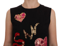 Thumbnail for Black Crystal-Embellished Stretch Mini Dress