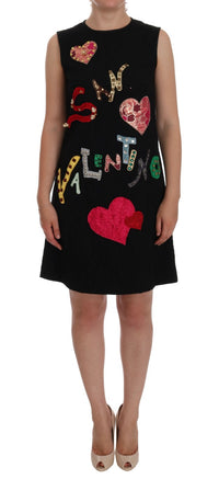 Thumbnail for Black Crystal-Embellished Stretch Mini Dress