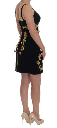 Thumbnail for Elegant Black A-Line Sleeveless Dress with Gold Details