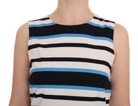 Thumbnail for Elegant Sleeveless Striped Silk Shift Dress