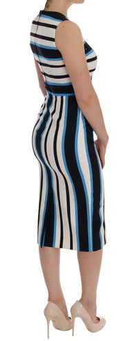 Thumbnail for Chic Striped Silk Sheath Dress