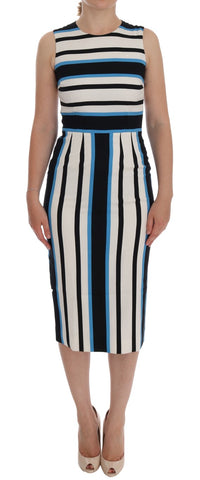 Thumbnail for Chic Striped Silk Sheath Dress